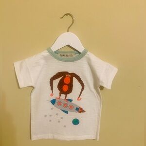 Three Sixty Baby Boys White Rocket Ship Graphic Print T-Shirt